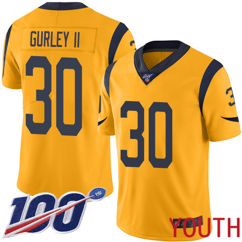Los Angeles Rams Limited Gold Youth Todd Gurley Jersey NFL Football #30 100th Season Rush Vapor Untouchable->women nfl jersey->Women Jersey